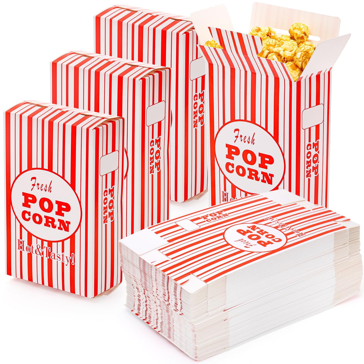 Bekith 100 Pack Paper Popcorn Boxes, Close-Top Popcorn Containers Cups Bucket for Movie Party and Theater Night