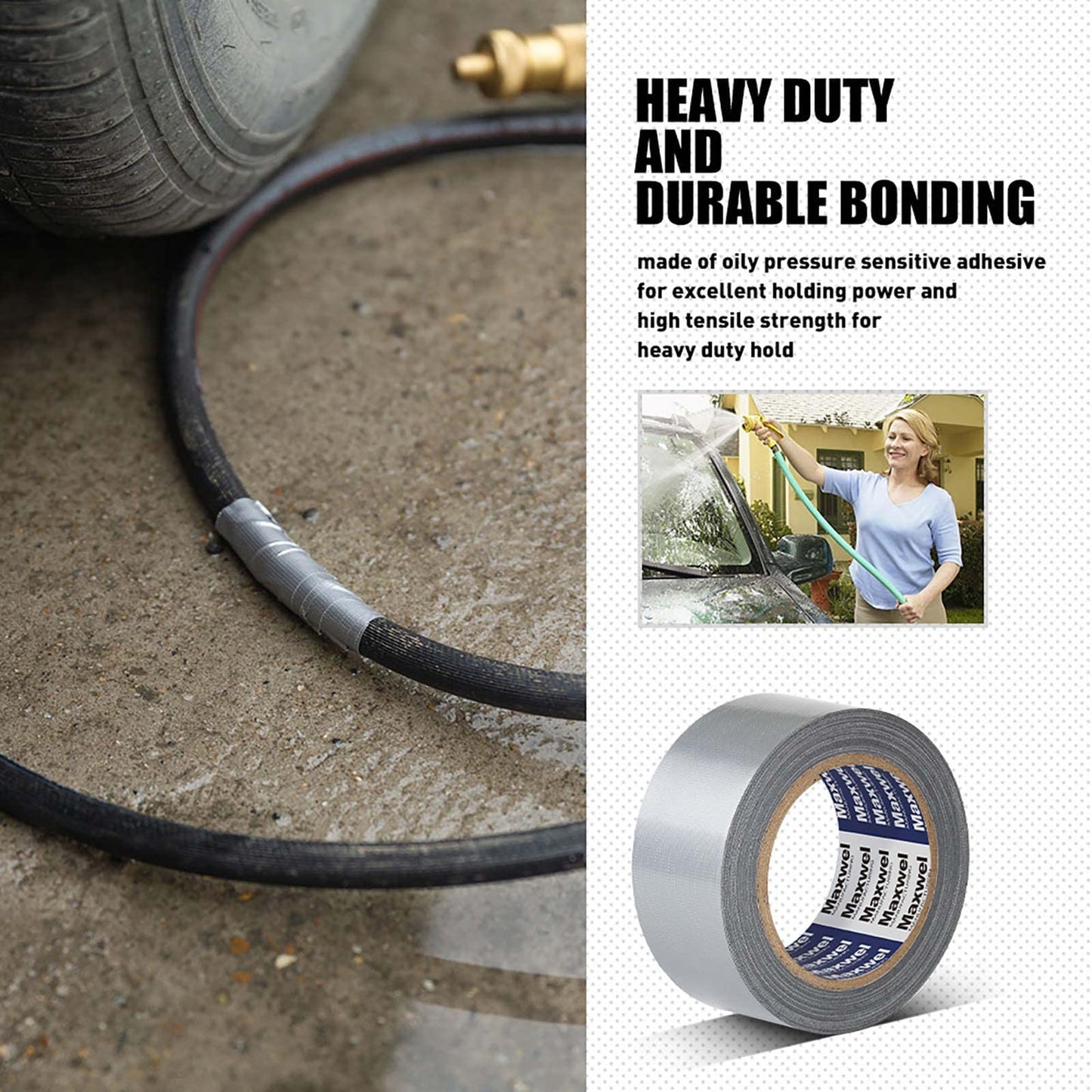 Maxwel Manufacturing Duct Tape Heavy Duty Waterproof - 1.88 in 35 Yards Tearable Silver Duct Tape No Residue Strong Adhesive for Home Repair Use,Carpet Binding,Bundles