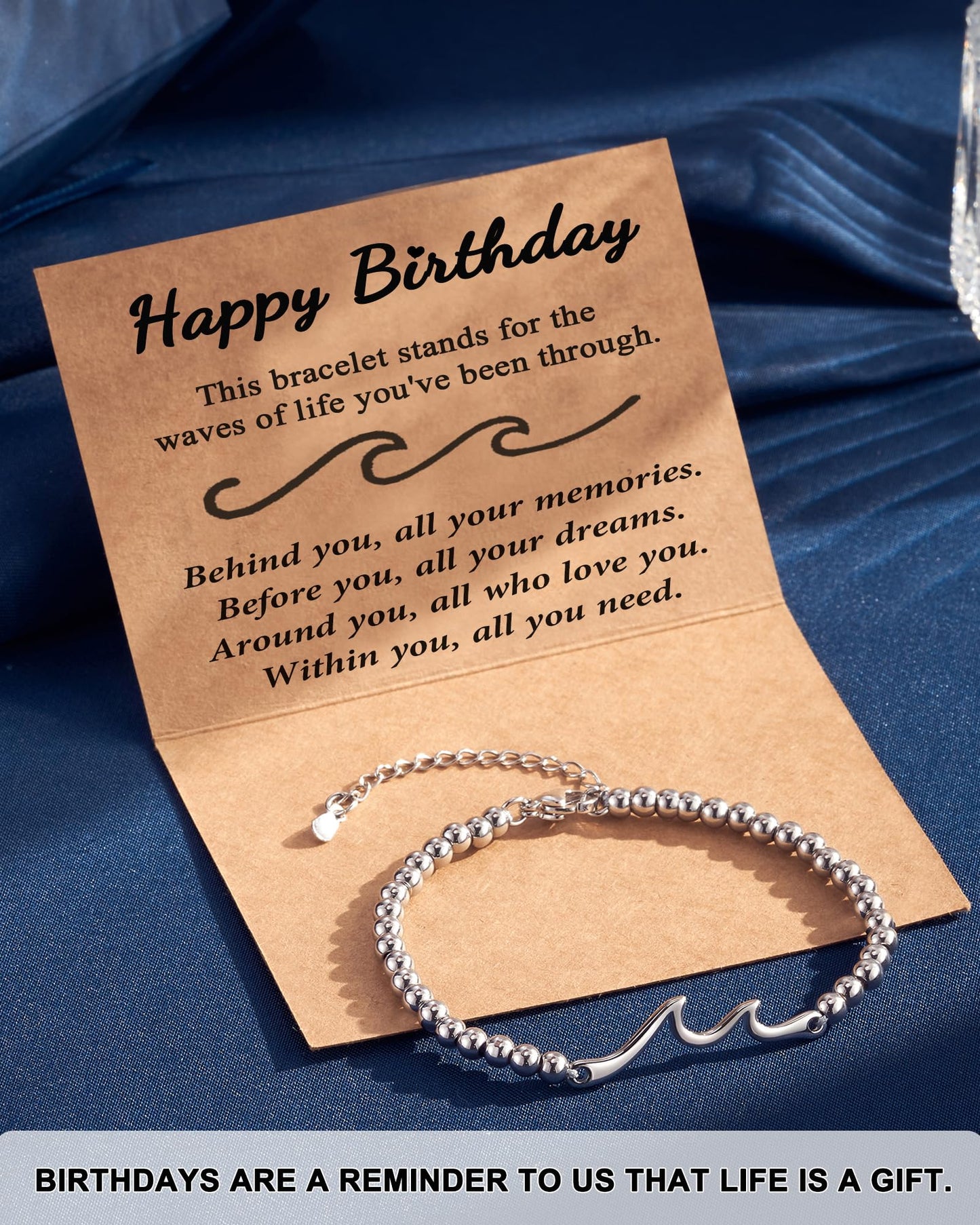 Tarsus Birthday Gifts for Women Unique, Birthday Decorations Gifts Ideas for Her Wave Bracelet Daughter Best Friend Sister 16th 18th 21st 30th 40th 50th 60th 65th 70th 75th 80th