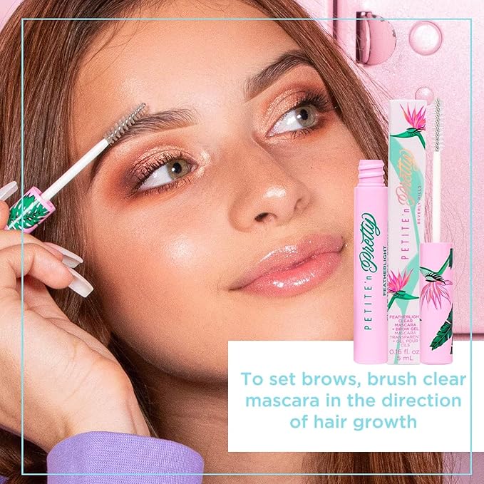 Petite 'n Pretty Best in Brow Makeup Kit - Featherlight Clear Mascara & Brow Gel, Eyebrow Pencil & Makeup Bag for Kids, Tweens and Teens - Natural, Clean, Non-toxic - Made in USA (Light)