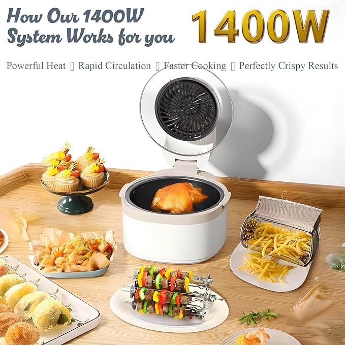 Rotatable 8-in-1 Air Fryer Toaster Oven Combo 7.5QT Large Glass Air Fryer, Rapid HotAir Tech, Family-Size Smart Cooker, Trending Modern Kitchen Essential for Healthy Meals,Random color