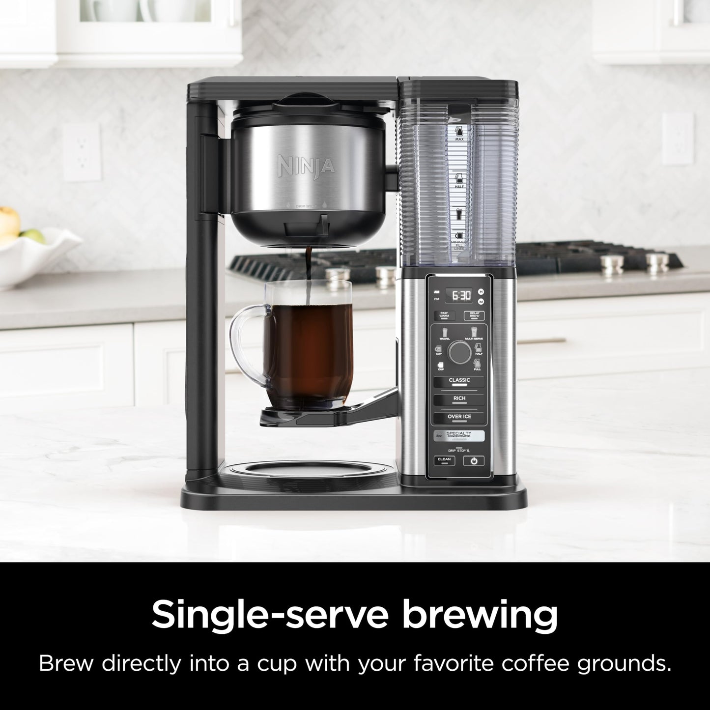 Ninja Specialty Coffee Maker | Includes 10-Cup Carafe, Fold-Away Frother, Permanent Filter & Removable, Dishwasher Safe Reservoir | 6 Brew Styles, 8 Cup to Travel Mug to Pot Sizes | Black | CM401