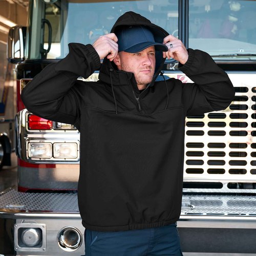 Propper Men's Tall Size Hooded Softshell Job Shirt, Black
