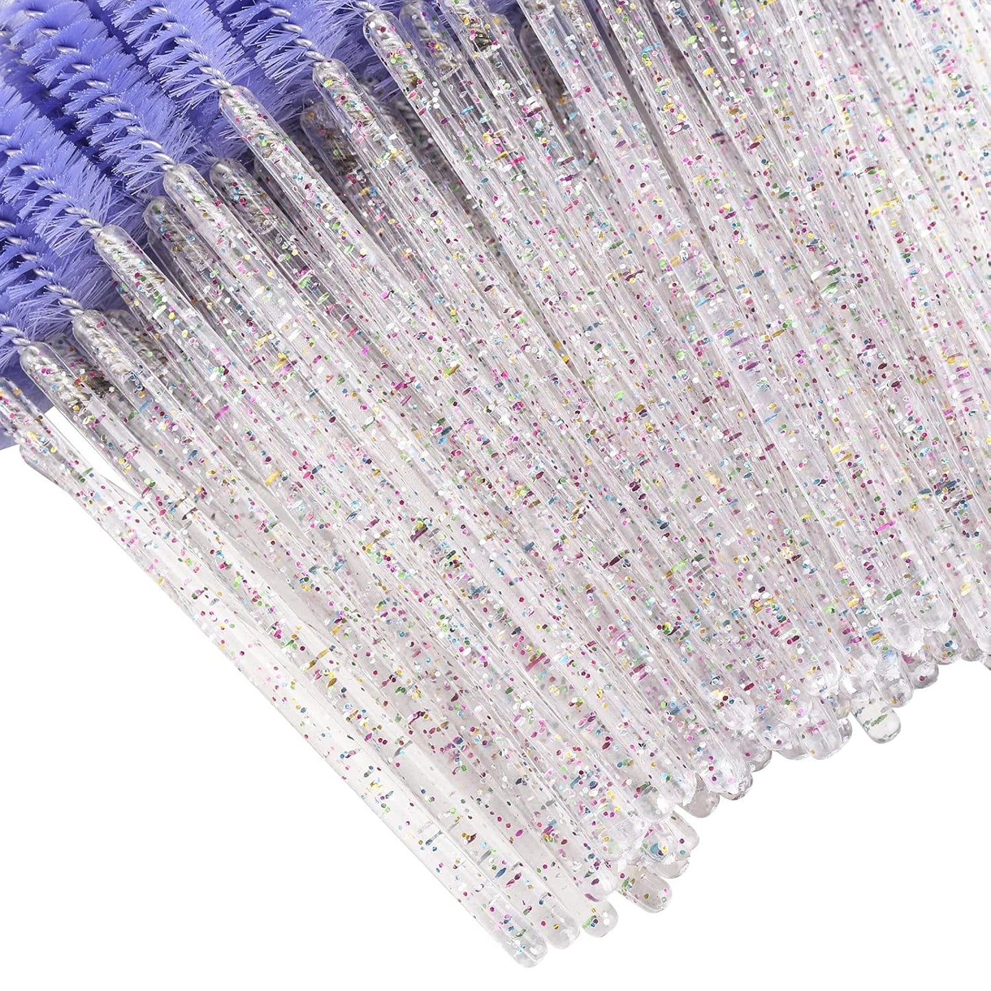 BTYMS 100 Pieces Disposable Eyelash Brush Mascara Wnad Brow Spoolie Brush Lash Applicator Spooly for Lash Extensions - Purple