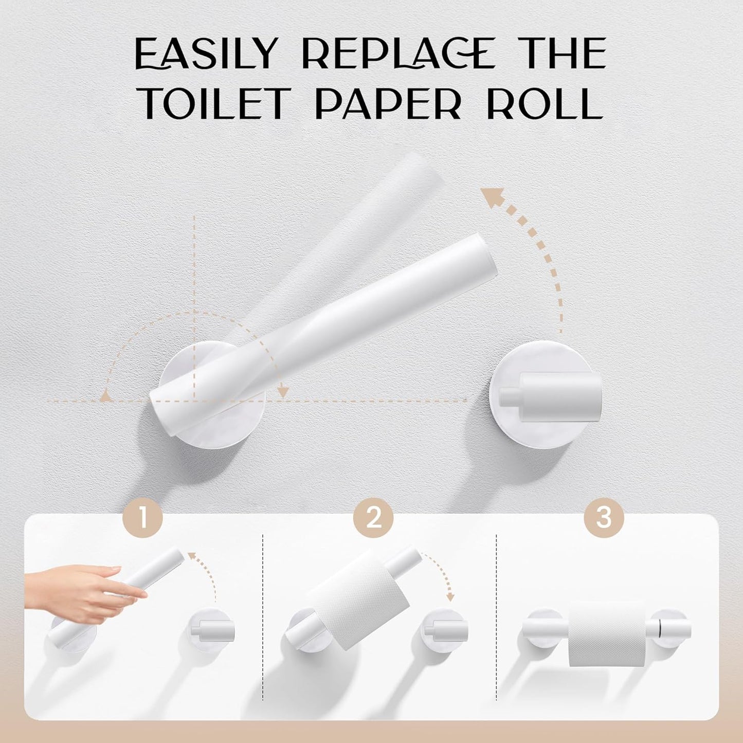Day Moon™ Matte White Toilet Paper Holder Wall Mount - Modern Pivoting Toilet Paper Roll Holder