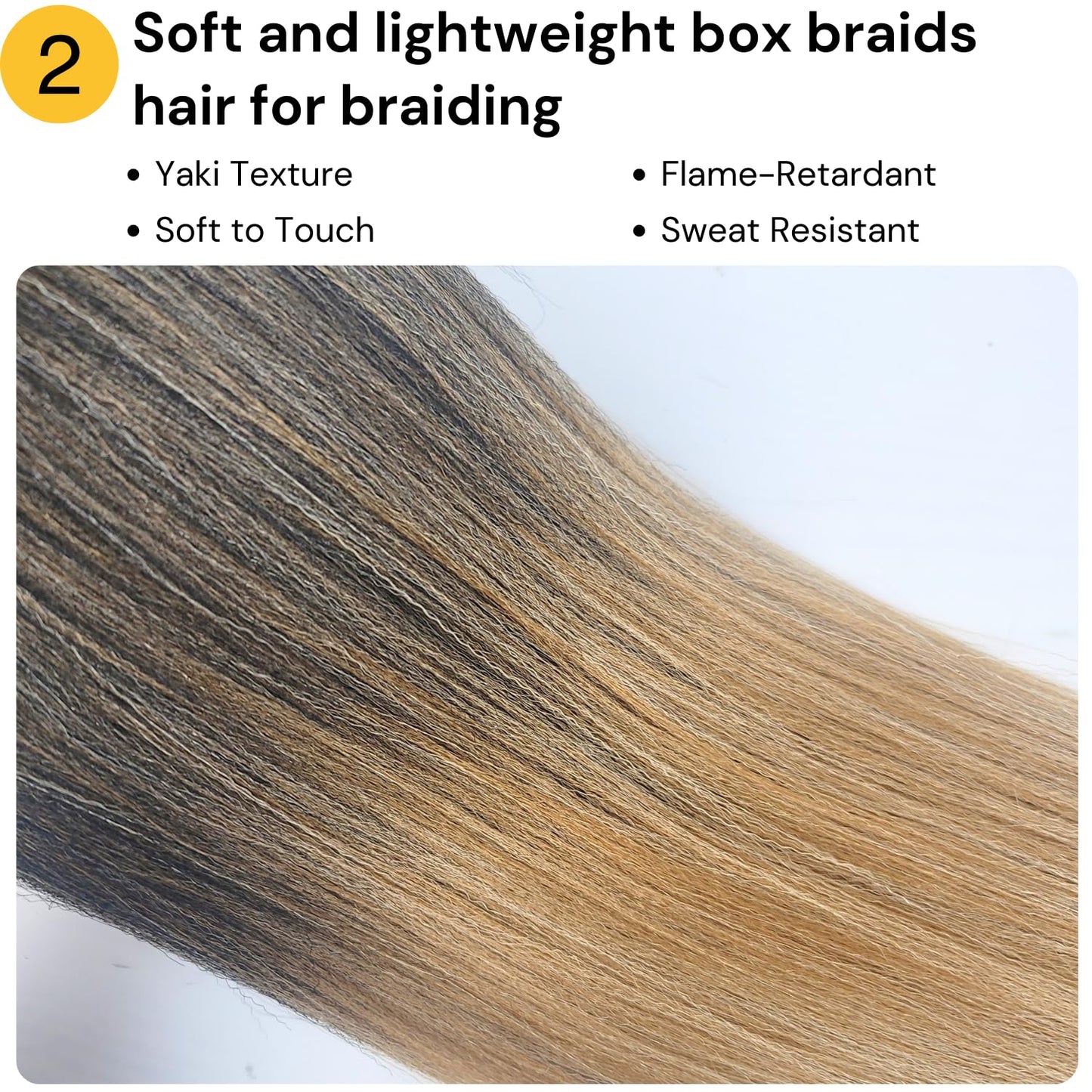 Ombre Brown Braiding Hair ez braid pre stretched braiding hair Extensions for Knotless Box Braids 3 Packs