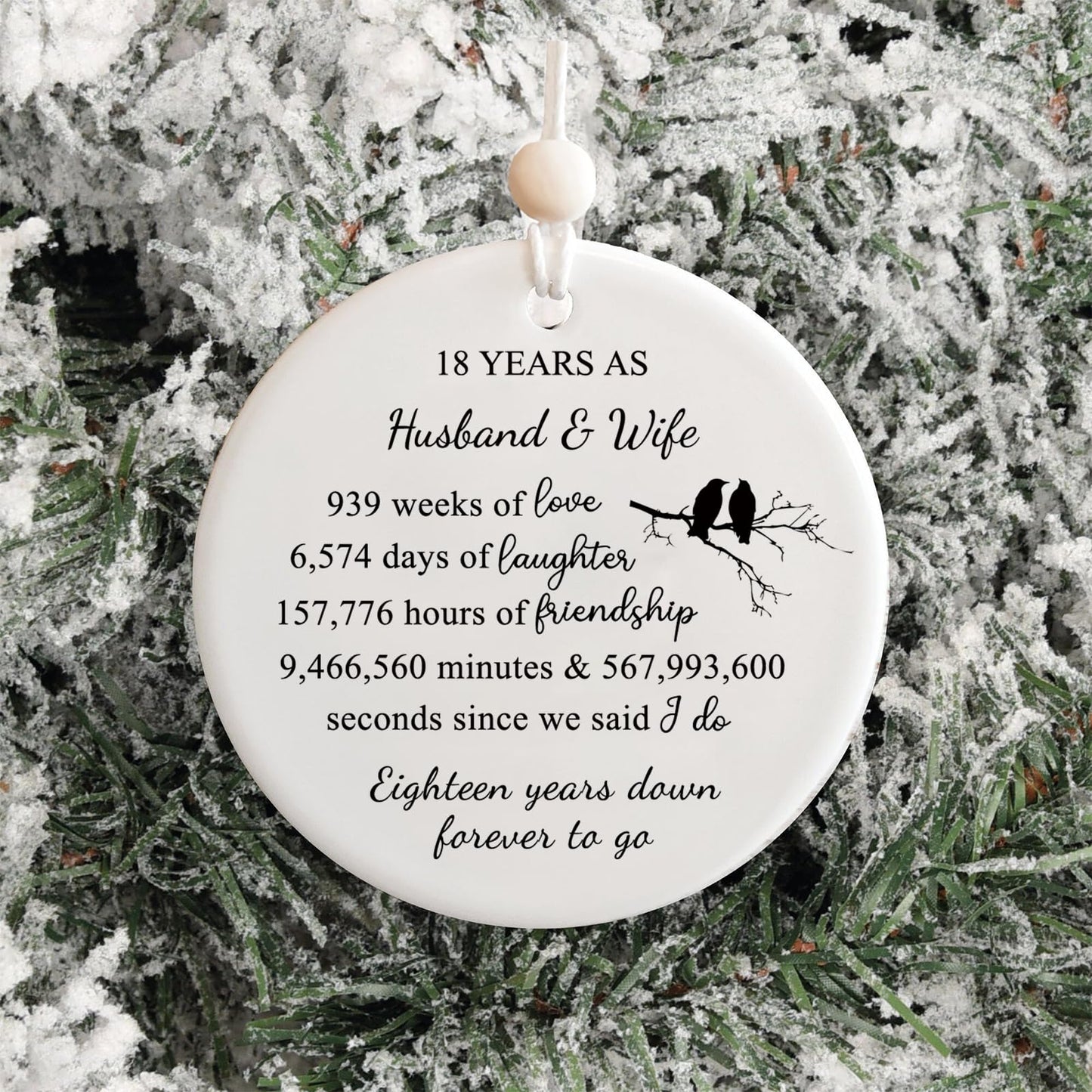 18 Years for Couple,18th Wedding for Wife or Husband,Porcelain, China Anniversary Marriage Presents for Her or Him