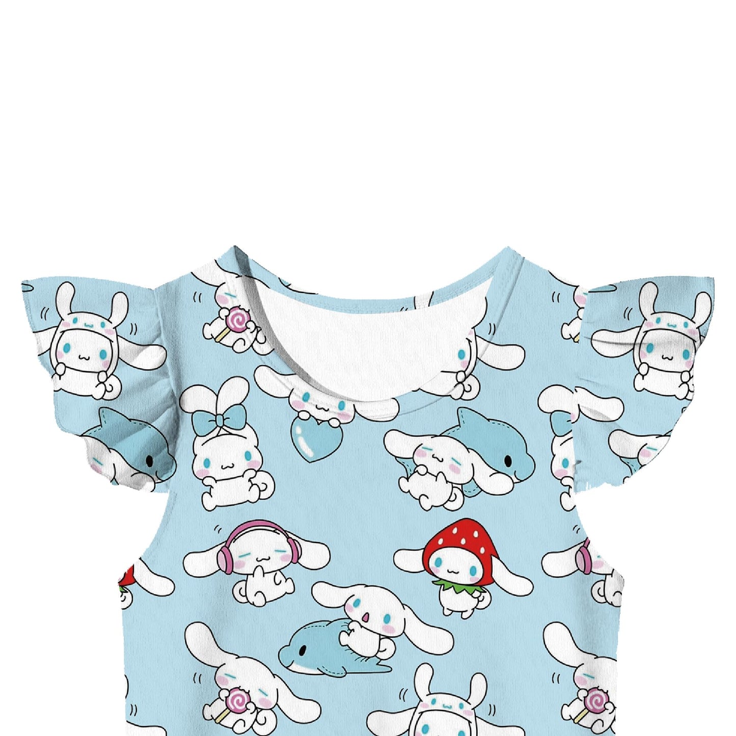 MaxTed Girl's Princess Dress Kawaii Cartoon Character Print Casual Clothes for Kids 4-12 Years Blue