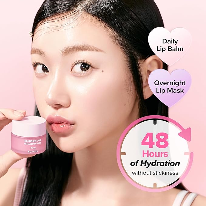 Klavuu Lip Mask Sleeping Pack (0.7oz) – Overnight Deep Hydrating Korean Lip Balm Treatment for Very Dry, Chapped Lips | Lip Lightening & Plumping with Instant Hydration (Berry + Vanilla)