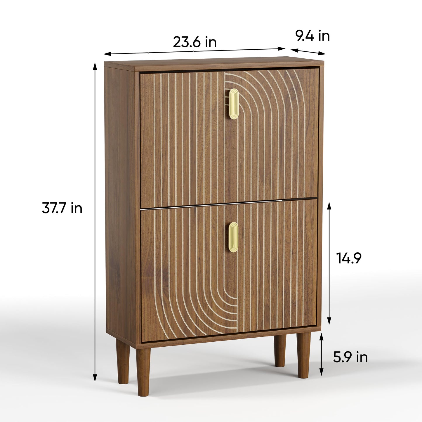 Morwdxef Shoe Storage Cabinet with 2 Flip Drawers, 23.6"(W) Freestanding Shoe Organizer with Metal Handles for Entryway, Narrow Shoe Rack Cabinet