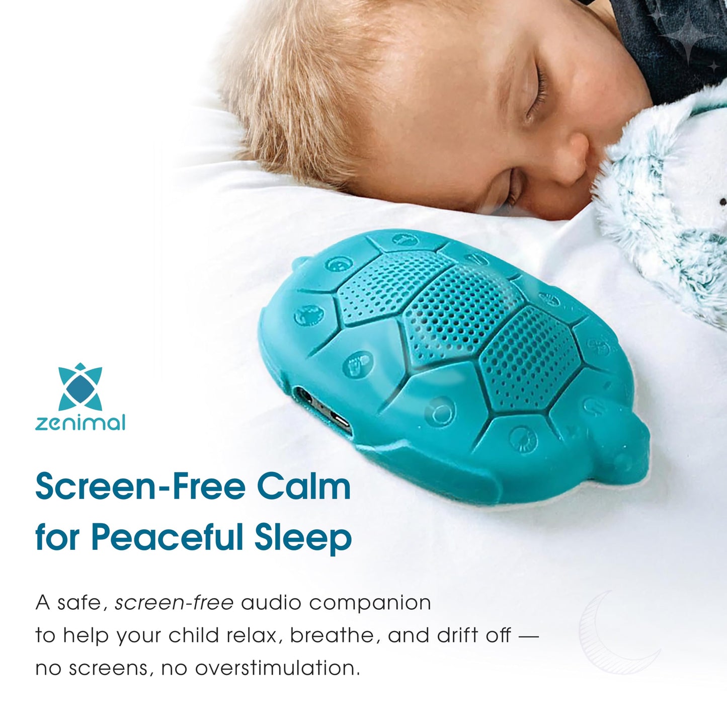 Zenimal Kids Sleep Aid - Screen-Free Sound Machine with Voice-Guided Audio Journeys, Soothing Sounds & Calming Music to Help Children Fall Asleep Faster and Sleep Peacefully All Night