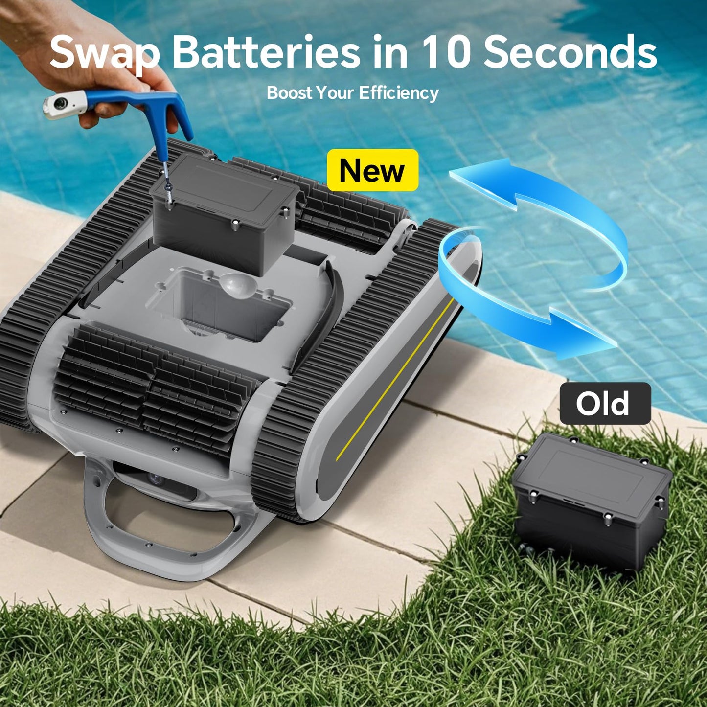 (2026 New) Robotic Pool Cleaner - Pool Vacuum 180W Brushless Motor, 48,000Pa Suction, Wall Climbing, AI-Powered Path Sonar Navigation, 3 Modes Robot for Inground & Above-Ground Pools Up to 2150 Sq. Ft