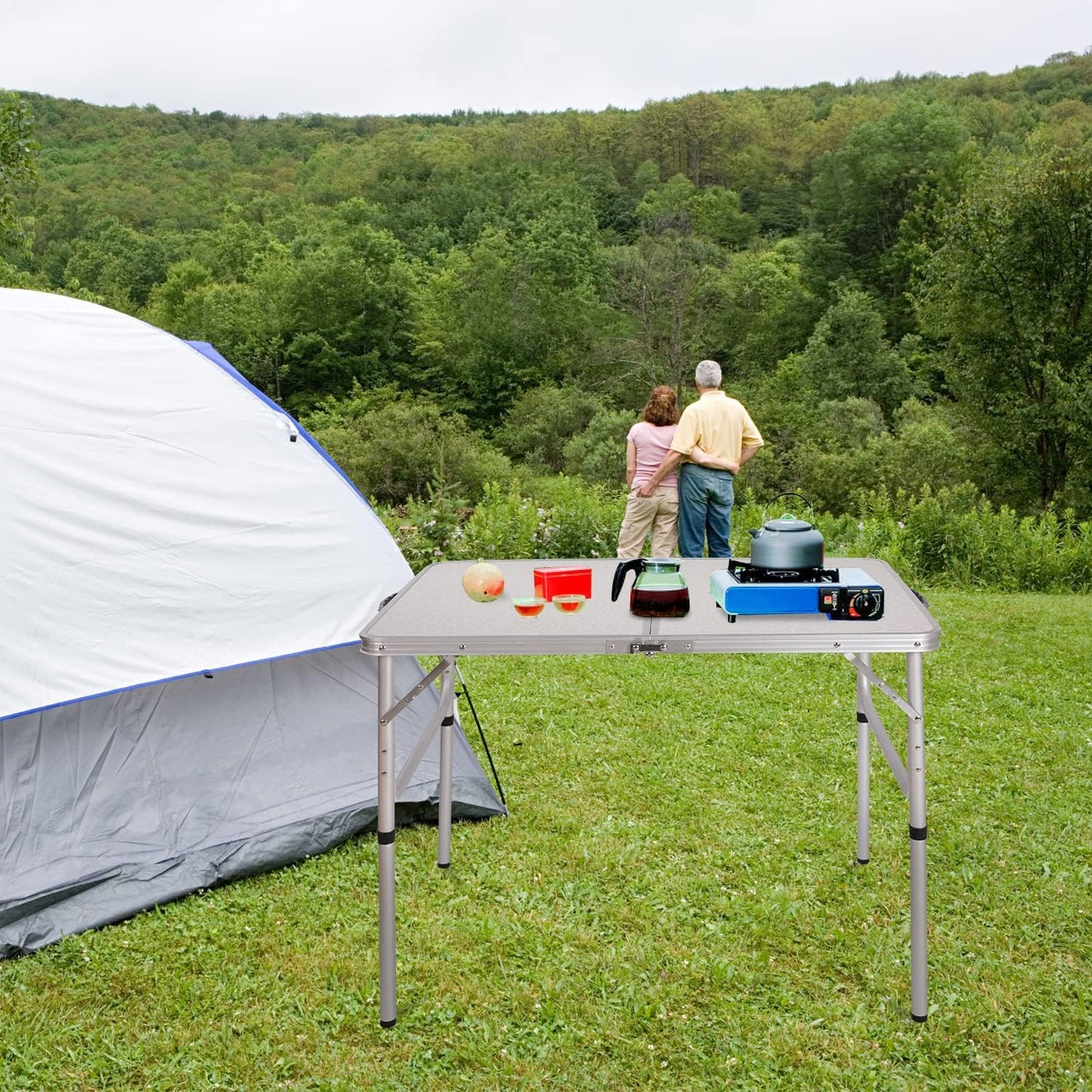 RedSwing Aluminum Folding Table 3 Feet Adjustable Height, Lightweight and Portable Camping Table, 36x24 Inches