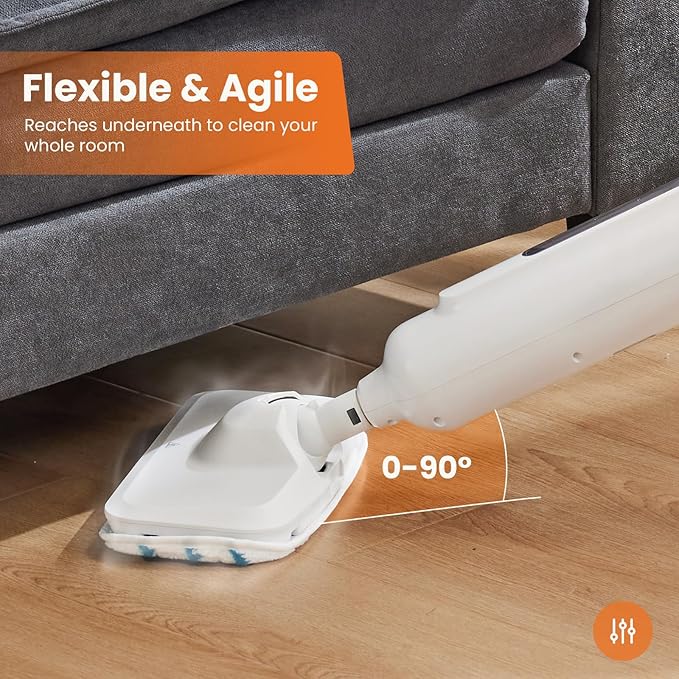 Sweetcrispy Steam Mop for Floor Cleaning,Lightweight Floor Steamer Cleaner for Hardwood/Tile/Laminate Floors Carpet, 2 Washable Pad,White and Grey