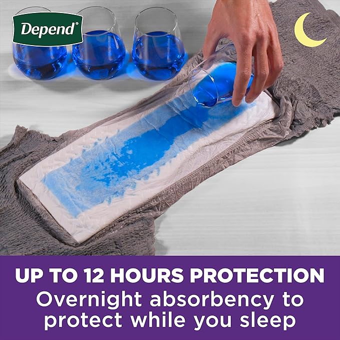 Depend Night Defense Adult Diapers, Incontinence Underwear for Men, Disposable, Overnight, Large, Grey, 22 Count, Packaging May Vary