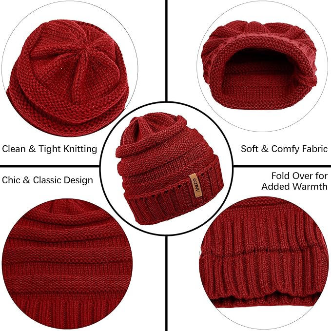 Aneco Winter Warm Sets Knitted Scarf Beanie Hat Touch Screen Gloves and Winter Ear Warmer for Men or Women