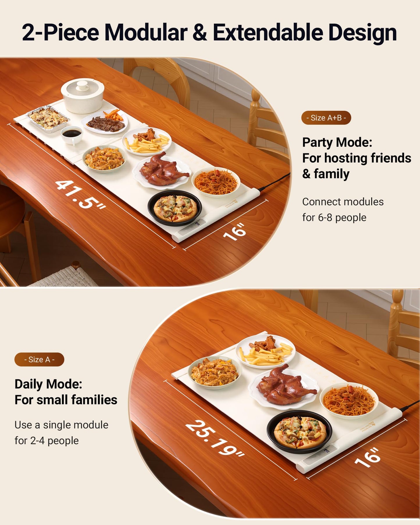 42"x16" Warming Mat for Food Extra Large, Extendable Food Warming Mat, Electric Warming Tray for Buffets Party with 7 Adjustable Temperature, 6 Timer, Silicone Food Warmer for Parties Home Countertop