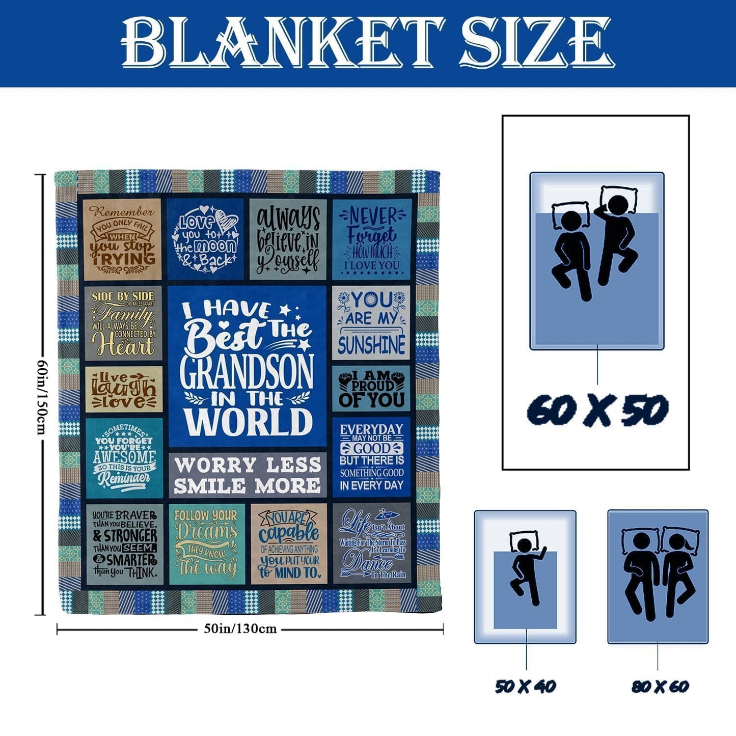 Dulkjio Grandson Gifts from Grandma Grandpa, Birthday Gifts for Grandson, Grandson Gifts from Grandparents, Fathers Day to My Grandson Gifts Throw Blanket 60"X50"