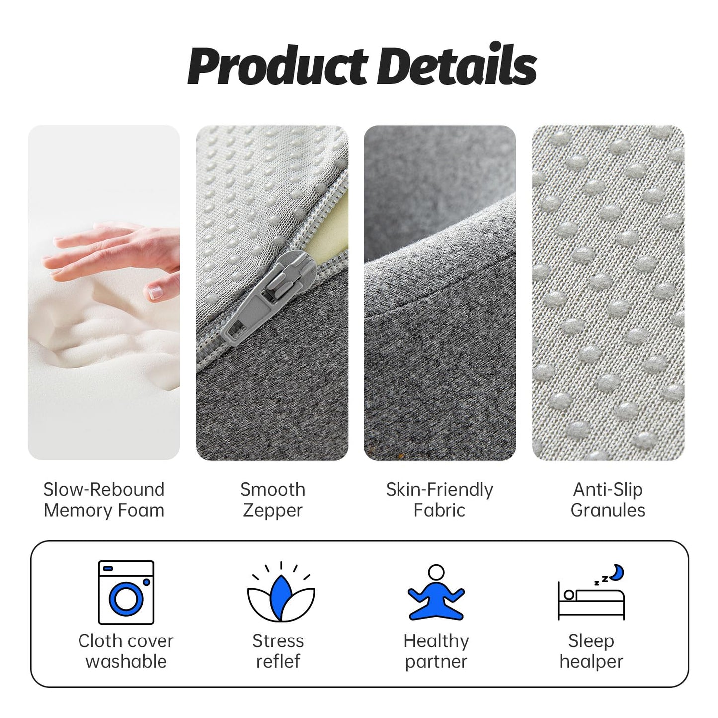 xiaomubiao Face Down Pillows Massage Pillow for Bed Headrest Prone Down Sleeping，Face Cradle，BBL Pillow After Surgery Post Eye Surgery Recovery & Vitrectomy Recovery Equipment Removable Cover Grey