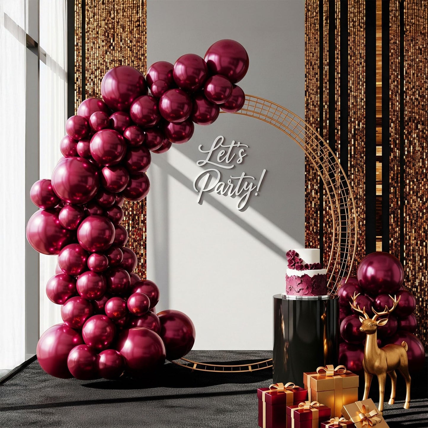 Kozee Burgundy Balloons different sizes 52 PACK Customized Double-Stuffed Metallic Maroon balloon 18+10+5 inch Garland arch kit For graduations class of 2025 decorations