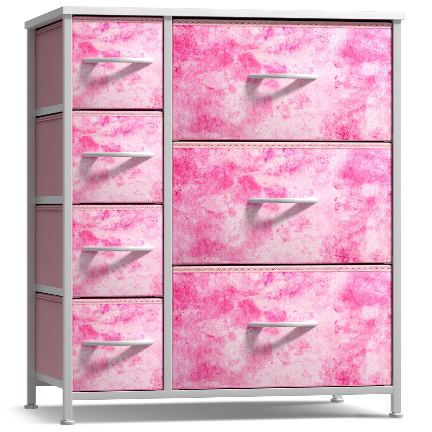 Sorbus Kids Dresser with 7 Drawers - Storage Chest Organizer Unit with Steel Frame, Wood Top & Handles, Tie-dye Fabric Bins for Clothes - Wide Furniture for Bedroom Hallway Kids Room Nursery & Closet