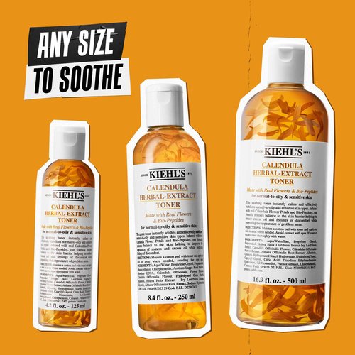 Kiehl's Calendula Herbal Extract Alcohol-free Toner, Soothing Facial Toner for Normal to Oily Skin, Visibly Reduces Redness & Oil, Improves Skin Texture, Paraben-free, Fragrance-free - 16.9 fl oz