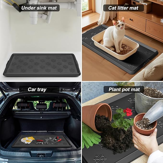 Azadx Heavy Duty Boot Trays Natural Rubber Shoe Mat Tray for Entryway Large Boot mat Tray Multi-Purpose for Outdoor Door Mats 16x42 Inch 2 Pack