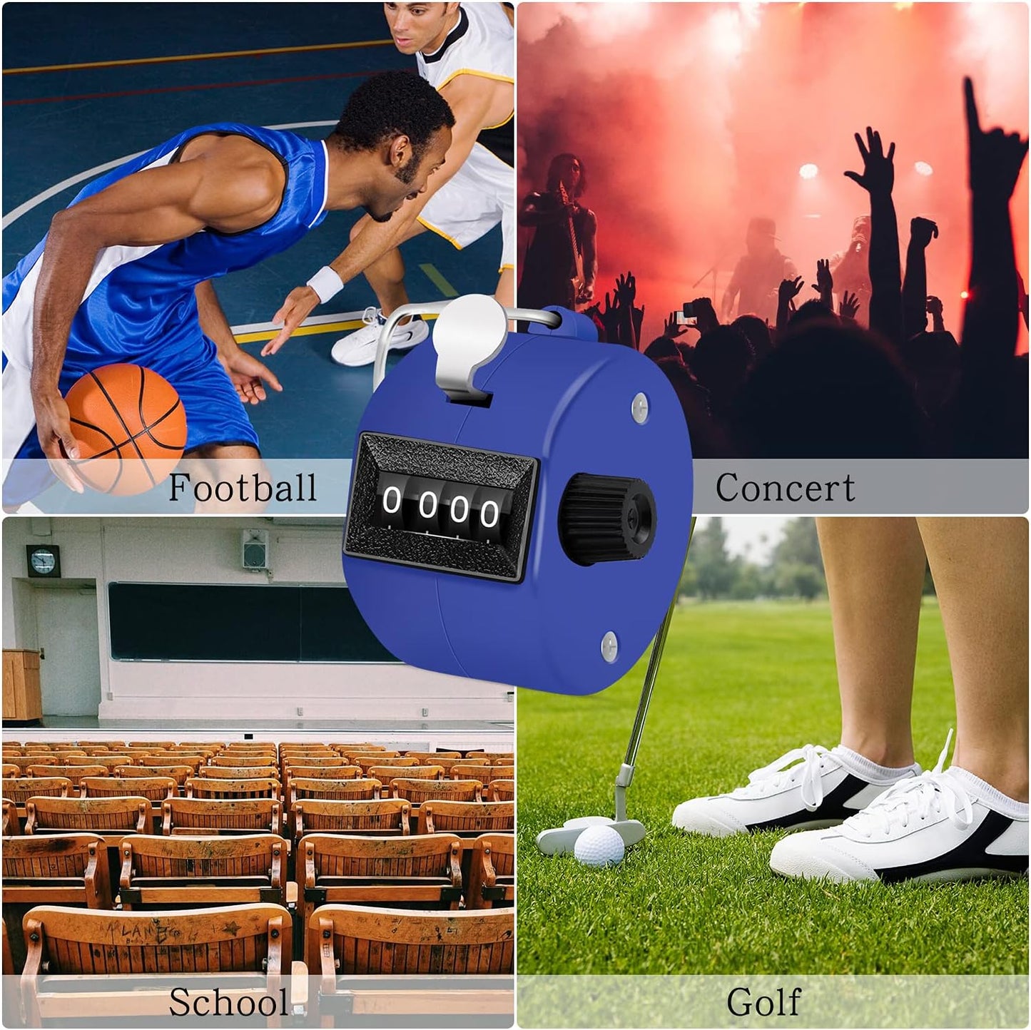 12 Pcs Hand Tally Counter 4-Digit Lap Counter Clicker, Manual Mechanical Handheld Pitch Click Counter with Finger Ring for School Golf & Knitting Row Croche