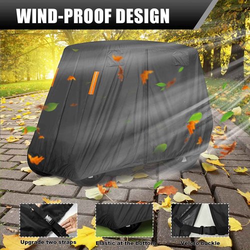 600D Heavy Duty 4+2 Seater Golf Cart Cover 6 Passenger, Golf Cart Cover 4 Passenger Extended Roof, Club Car Cover Lifted Golf Cart Storage Cover for 4 Seaters with 2 Bench Seats 138L 48W 66H Inches