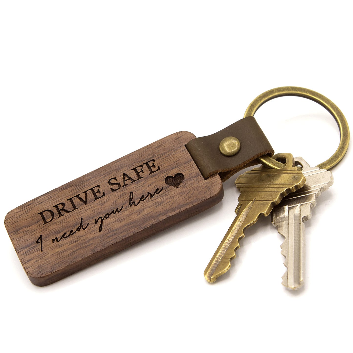 MUUJEE Engraved Wooden Keychain - Home Car Office Key Chain, New Driver Gift Ideas, 5th Wood Anniversary, Birthday or Father's Day Gift Husband Dad Son (Drive Safe)