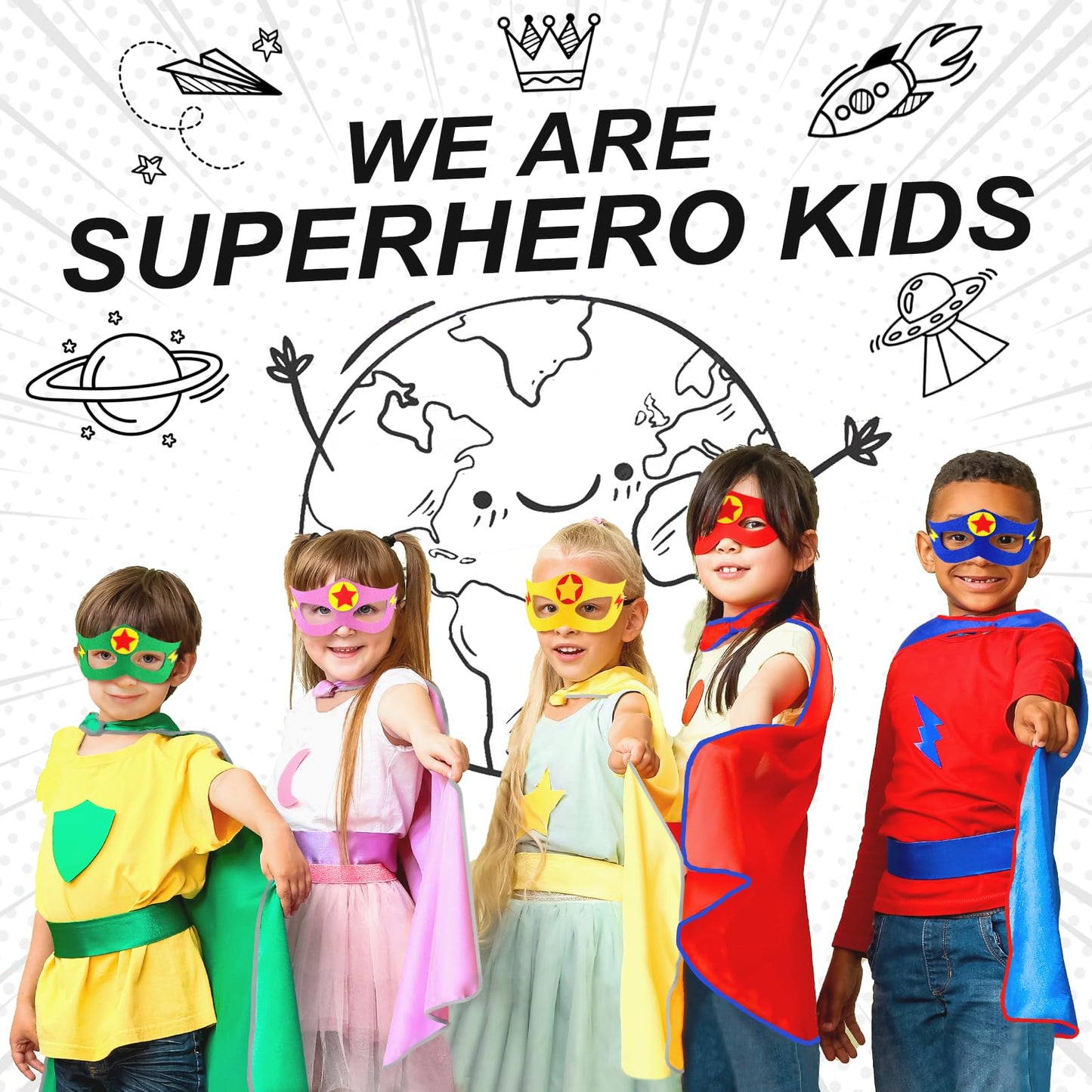 iROLEWIN Bulk Superhero-Capes for Kids Super Hero Capes and Masks 20 Pack Toddler Dress-up Birthday Party Day School Costume