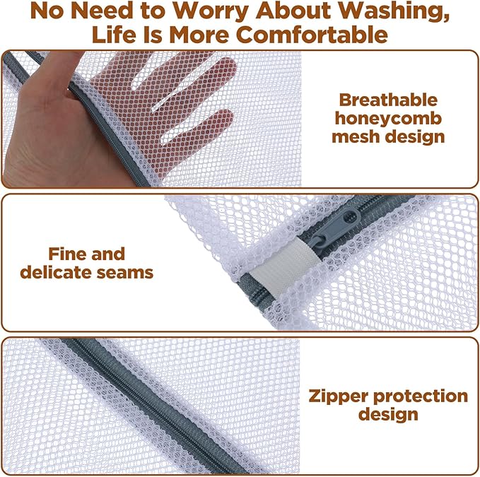 Ouligay 2 Pack Large Mesh Laundry Bag for Delicates 16 X 20 Inch Laundry Mesh Bag with Zipper Essentials Wash Bags for Lingerie, Bras, Socks, Sweater, Travel Organizing