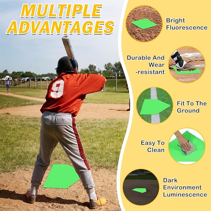 NVAAV Baseball & Softball 5 Piece Base Set, Rubber Field Bases for Kids & Adults, with 5 Piece Training Balls and Storage Bag, Throw Down Base for Backyard Teeball, School Kickball Practice