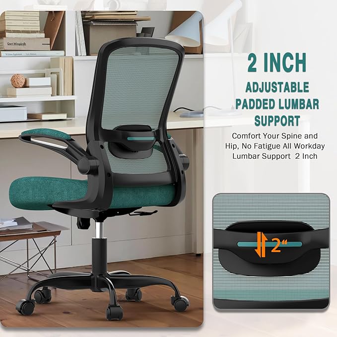 Mimoglad Office Chair, Ergonomic Desk Chair with Adjustable Lumbar Support, High Back Mesh Computer Chair with Flip-up Armrests-BIFMA Passed Task Chairs, Executive Chair for Home Office