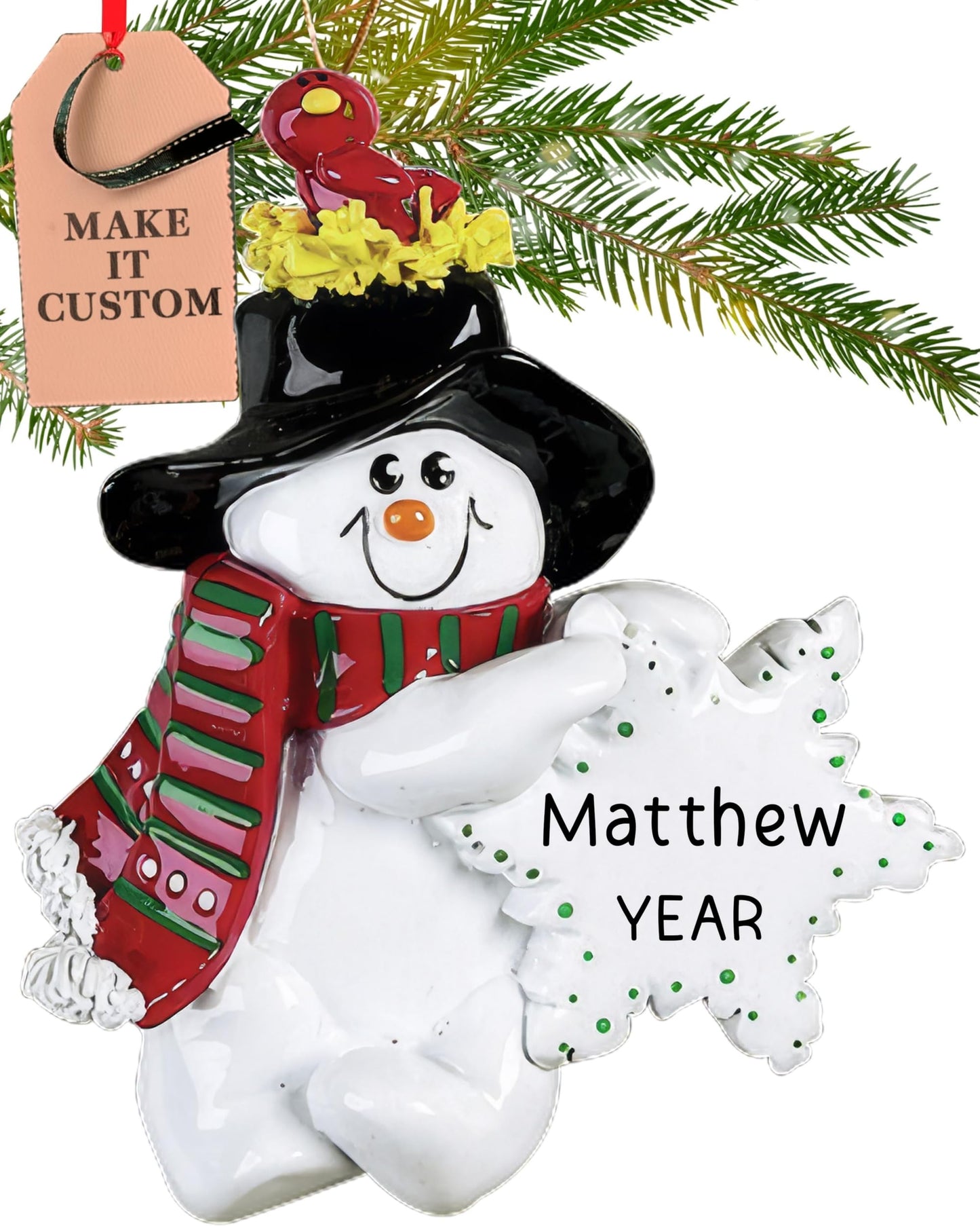 Personalized Snowman Ornaments 2024 - Fast & Free 24h Customization – Winter Snowman Christmas Decorations with Name - Comes Gift-Wrapped for Kids, Boys & Girls 2-10 - Kids Cute Snowman Ornament