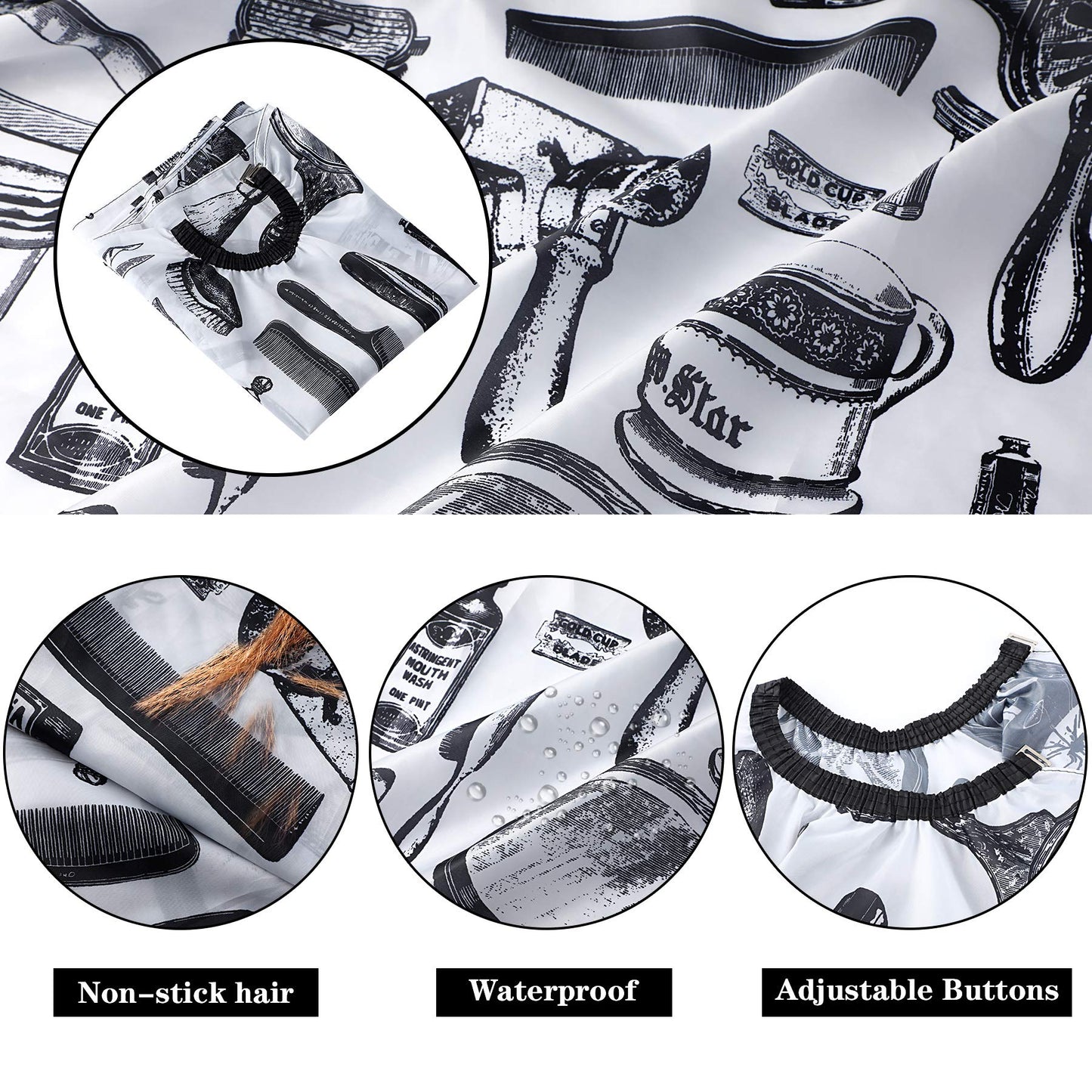 FEBSNOW Professional Hair Cutting Cape, 2 Pcs Hairdressing Barber Salon with Closure Snap for Styling Coloring Hair Cutting Cape