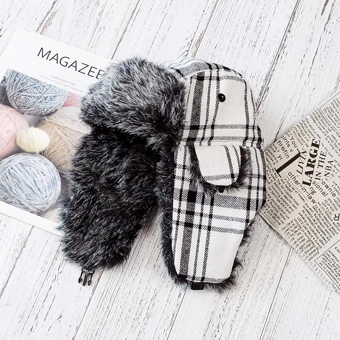 ONWAY Trapper Hat Winter Hats for Women Men with Faux Fur Ear Flaps