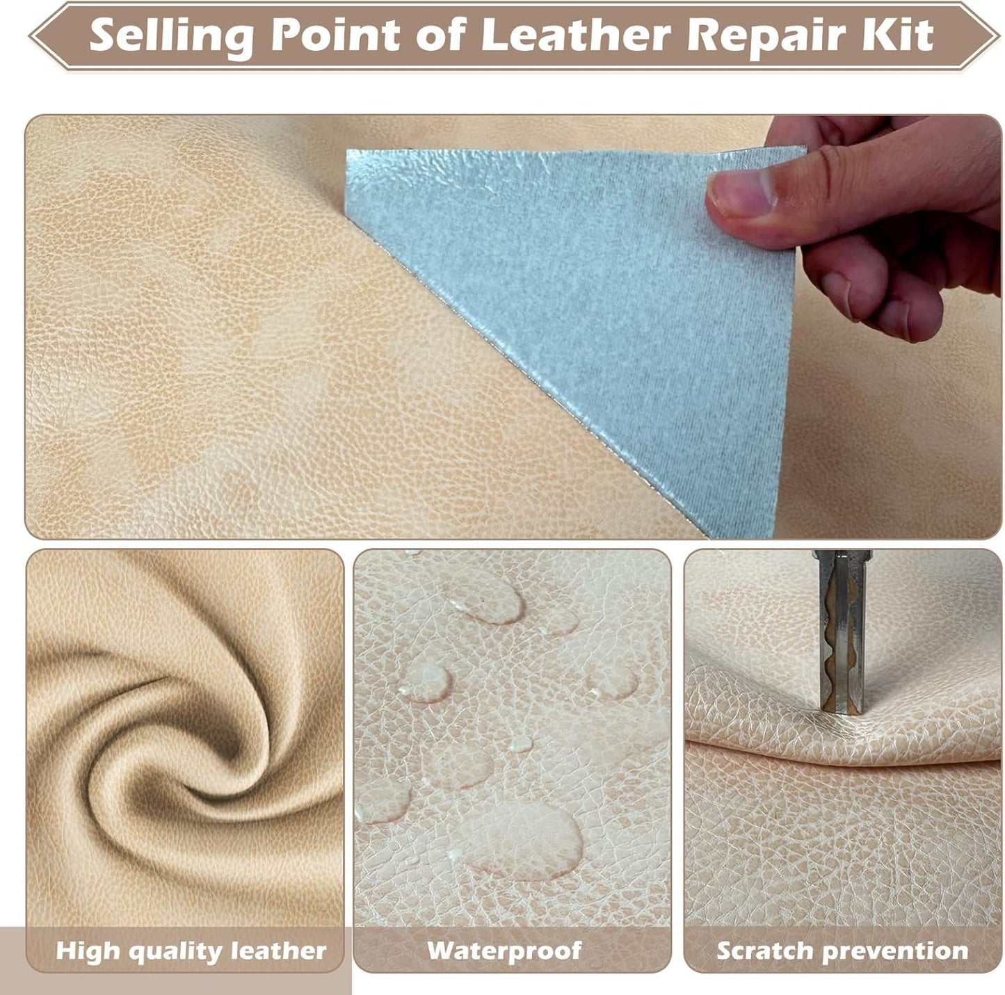 Leather Repair Tape, 16x79 inch Leather Patches for Furniture, Self Adhesive Leather Repair Patch for Sofas, Couches, Leather Covers, Seats, Chairs, Vinyl Repair Tape Retro Beige Yellow
