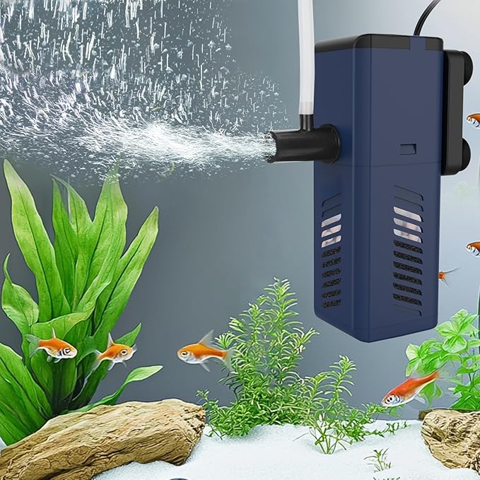 fishkeeper Aquarium Internal Filter,Adjustable Submersible Fish Tank Filter with 135GPH Water Flow, Ultra Quiet Biochemica...