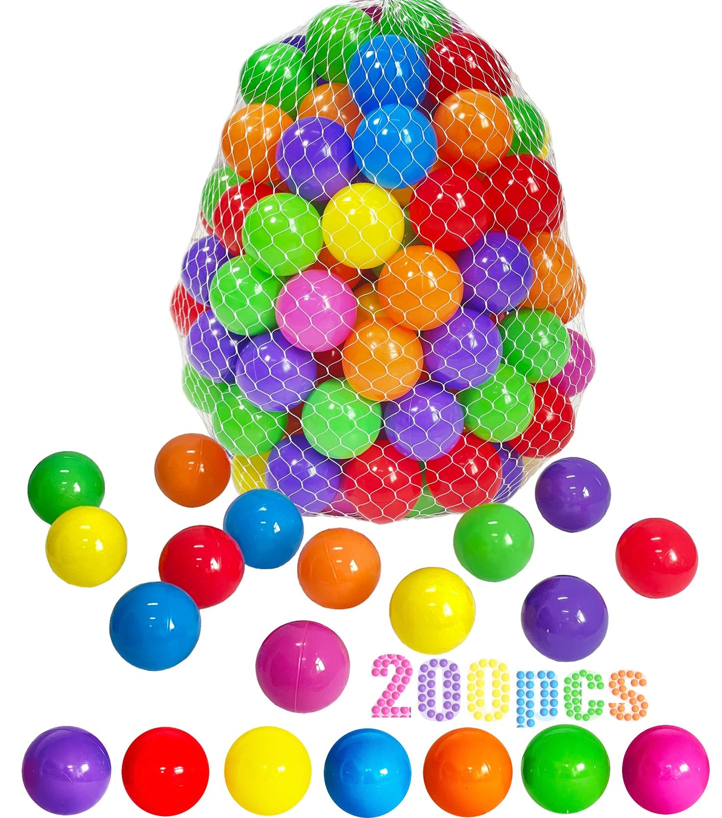 LANGXUN 50 100 200 Soft Plastic Ball Pit Balls for Kids, Gift for Baby Toddler Birthday Christmas, Ball Pit Play Tent, Baby Kiddie Pool Water Toys, Party Decoration