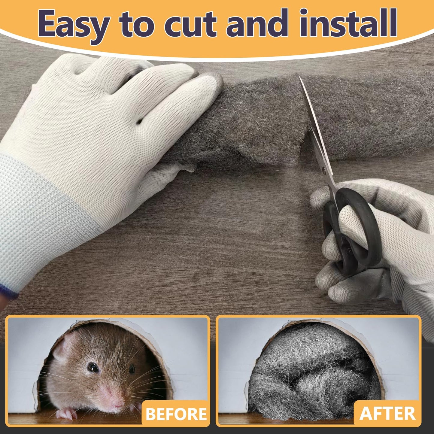 Klfte Steel Wool for Mice Control, 3.2" x12 ft Wool, Gap Filler for Home & Garage, DIY Bundle with Gloves & Scissors - 2 Pack