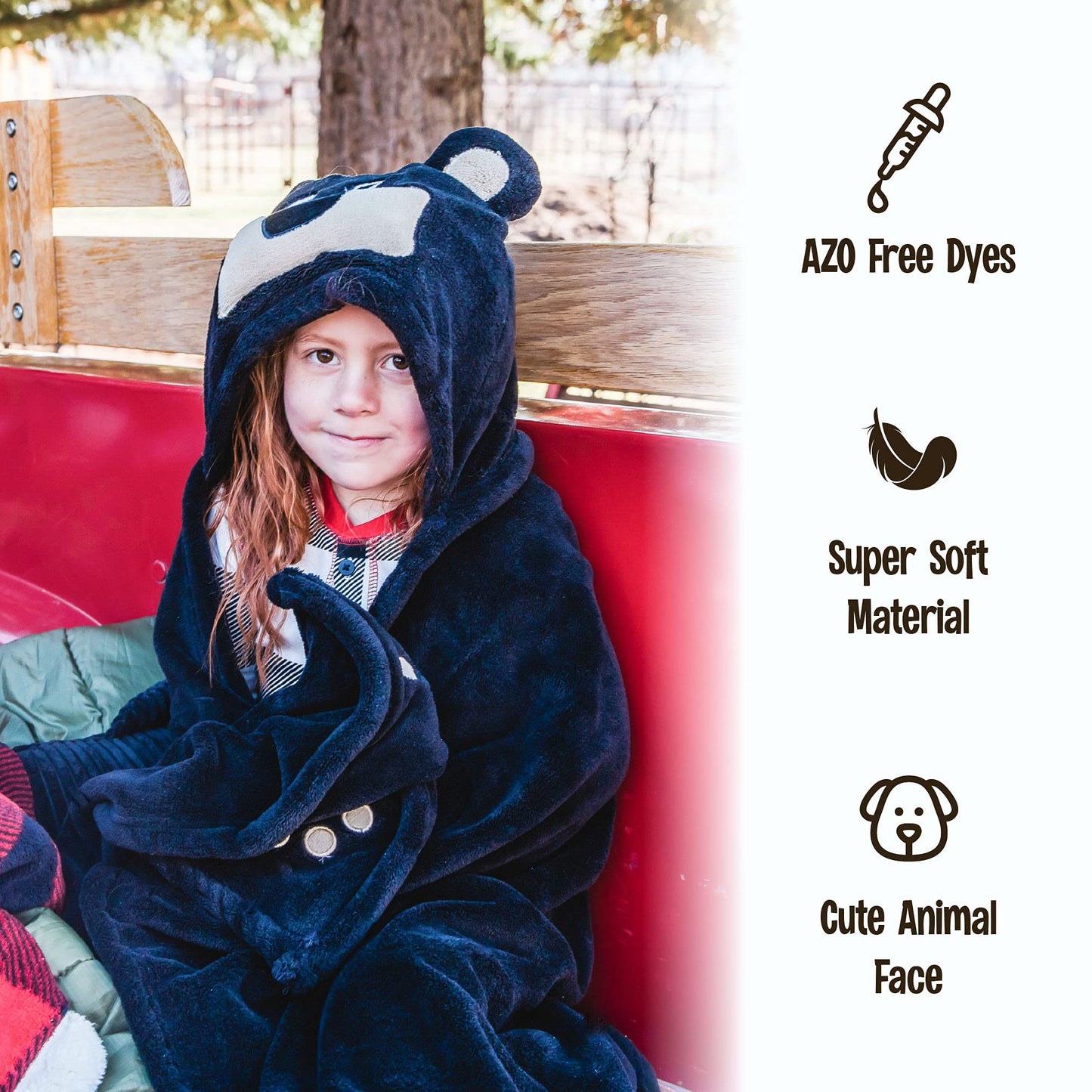 Lazy One Wearable Hooded Blanket for Kids, Animal Hooded Blanket (Wolf)