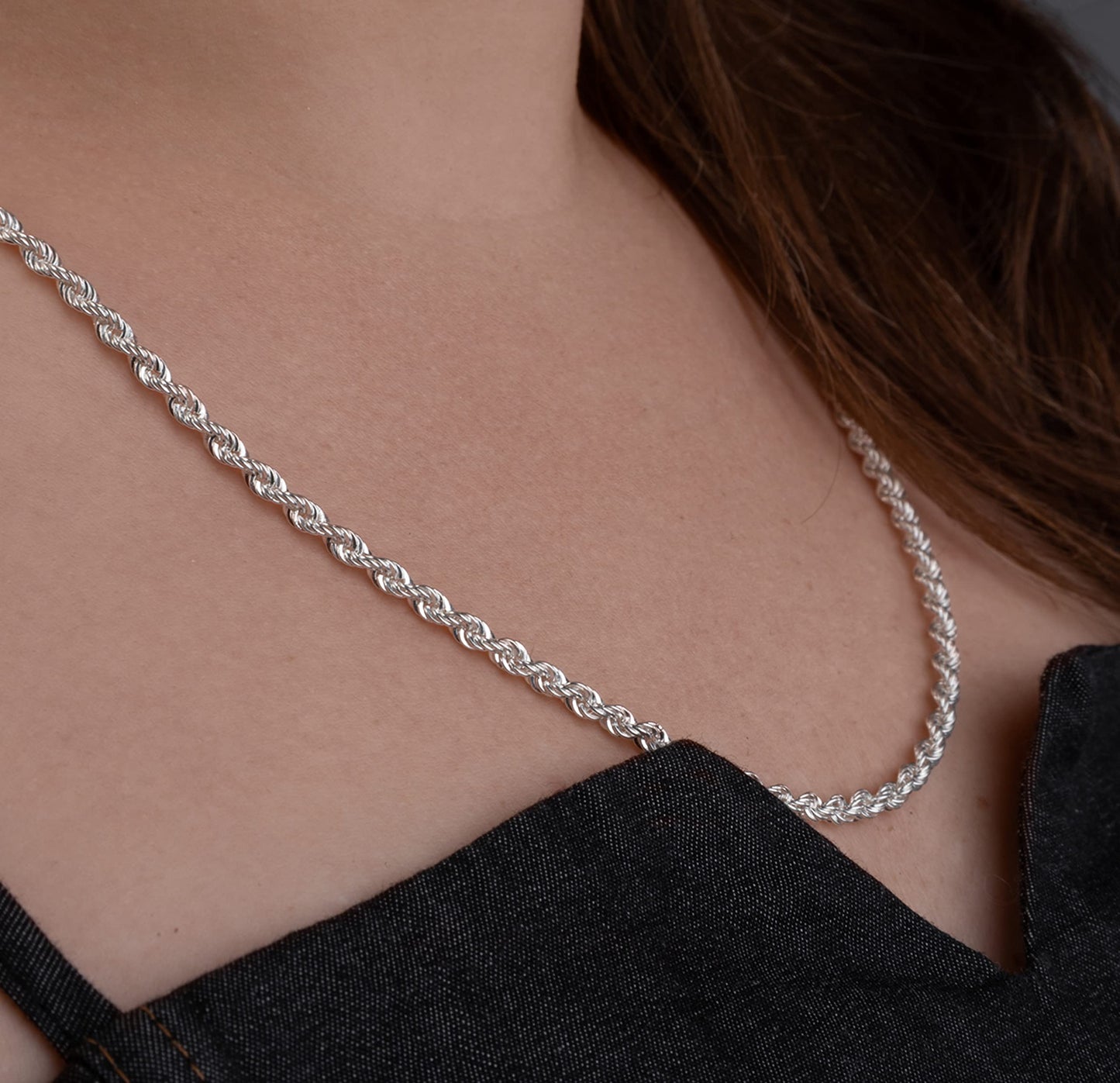 Waitsoul 925 Sterling Silver Rope Chain Lobster Clasp 3mm Silver Chain for Women Men Silver Necklace Chain 26 Inch