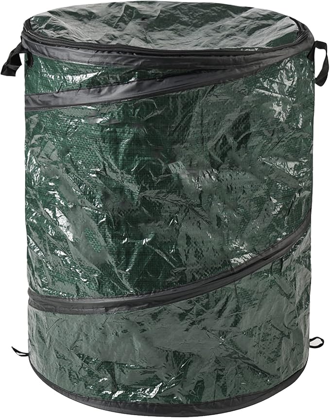 29.5-Gallon Pop Up Outdoor Garbage Can - Collapsible Trash Can for Parties, Yard Waste, or Laundry - Camping Accessories b...
