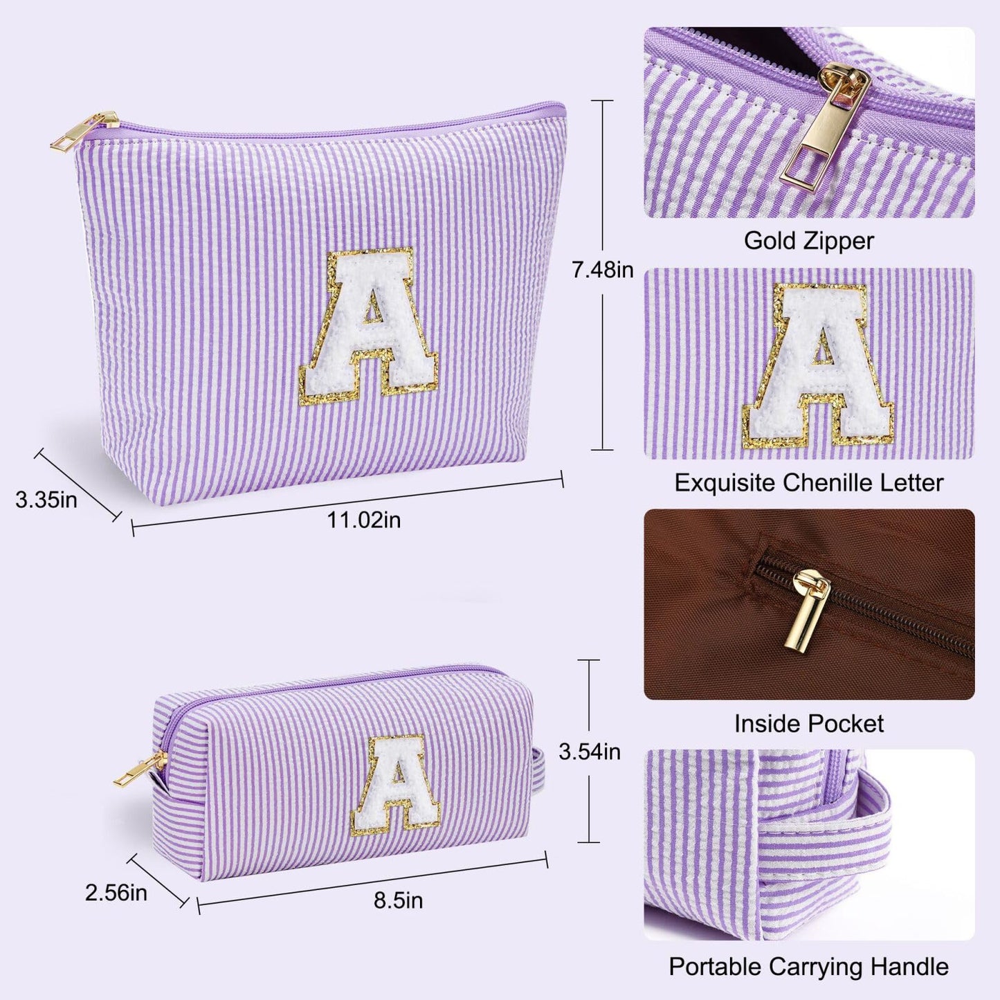YOOLIFE Birthday Gifts for Women Mom - Makeup Bag Gifts Idea for Her Mom Teacher | Personalized Cute Initial Makeup Bag Pouch for Women Friends Female Girlfriend Wife | Cosmetic Travel Toiletry Bag I