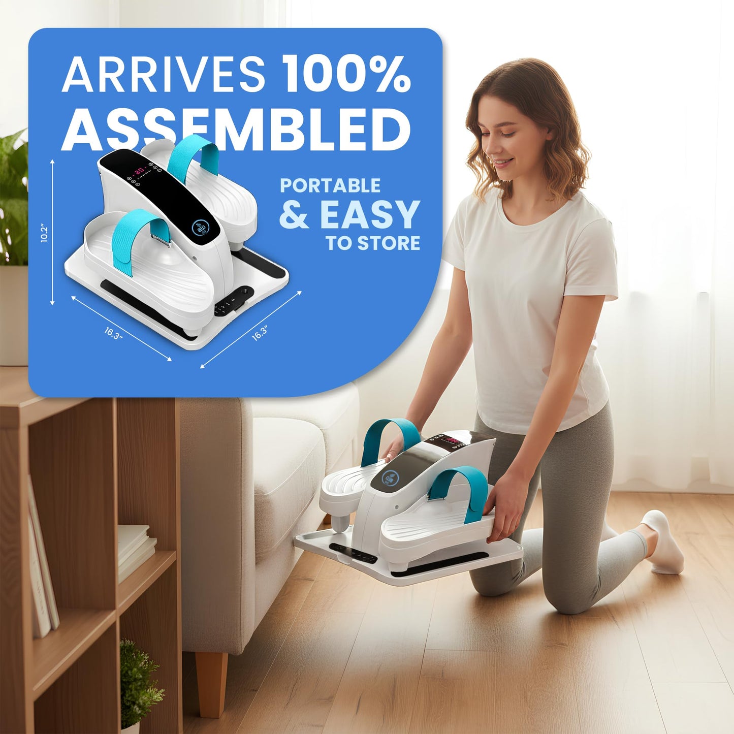 Under Desk Elliptical Machine – Electric Seated Pedal Exerciser for Seniors & Adults, Quiet Ellipse Leg Exerciser with 12-Speed Corded Electric Control, Remote, LCD Foot Pedals for Home Office Workout