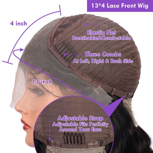 Starmo Body Wave 13x4 HD Lace Front Human Hair Wigs for Women 150% Density Glueless Natural Black 22 Inch