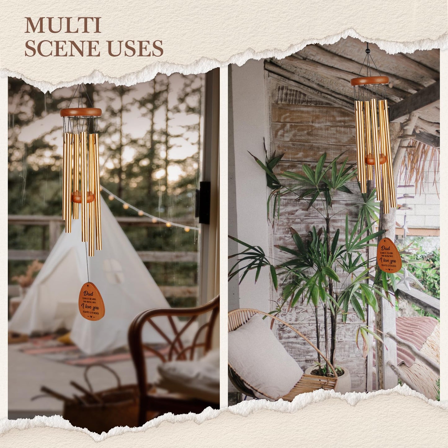 Gifts for Dad, Dad Gifts Wind Chimes, Dads Birthday Gift, Fathers Day Christmas Birthday Gift from Daughter Son, Unique Wind Chimes Presents for Dads, 25.5in