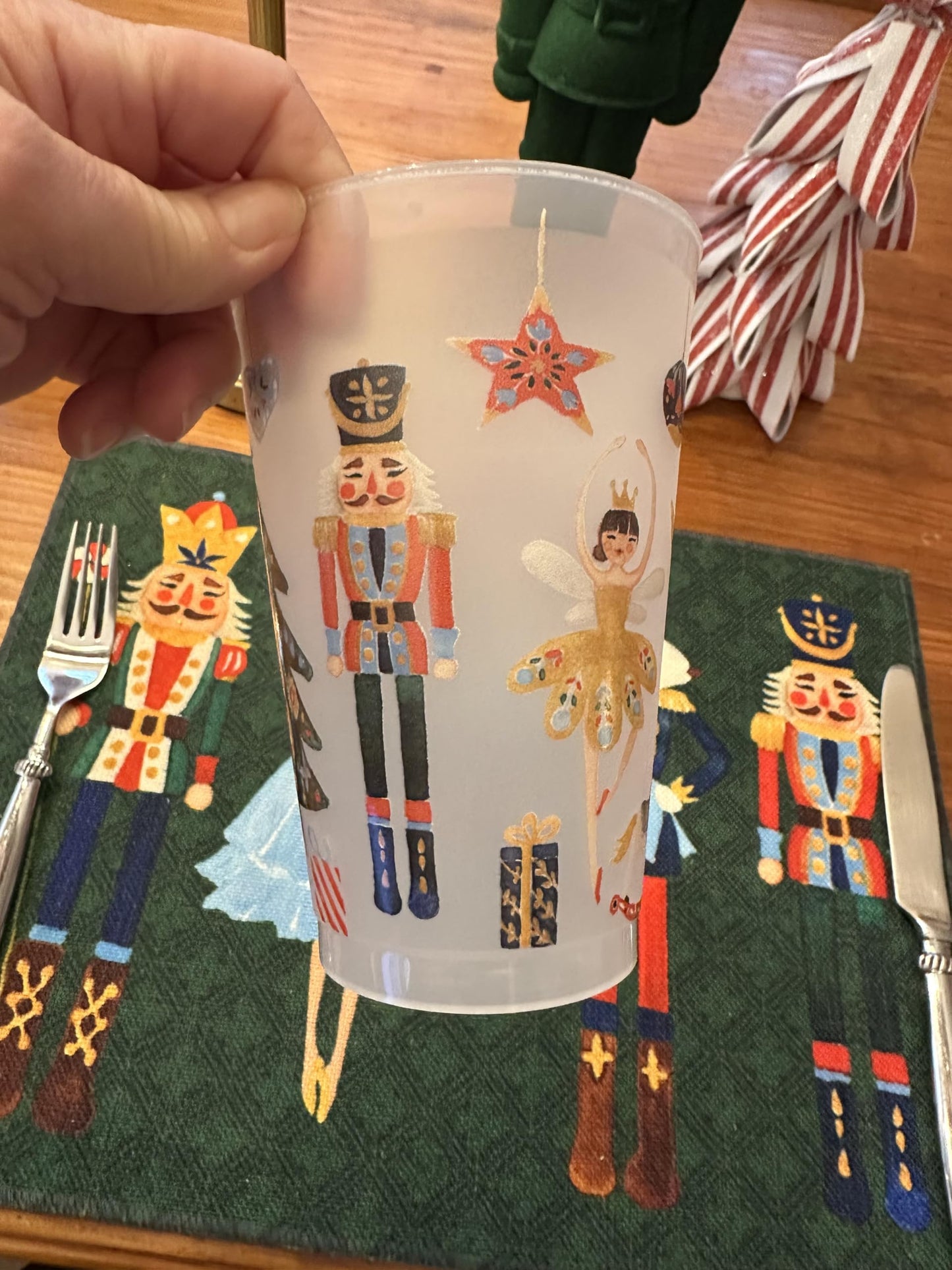 Marye-Kelley Christmas Nutcracker Suite Shatterproof 20 Oz Frosted Cups - Set of 6 Cups - BPA Free - Made in the USA Dishwasher Safe