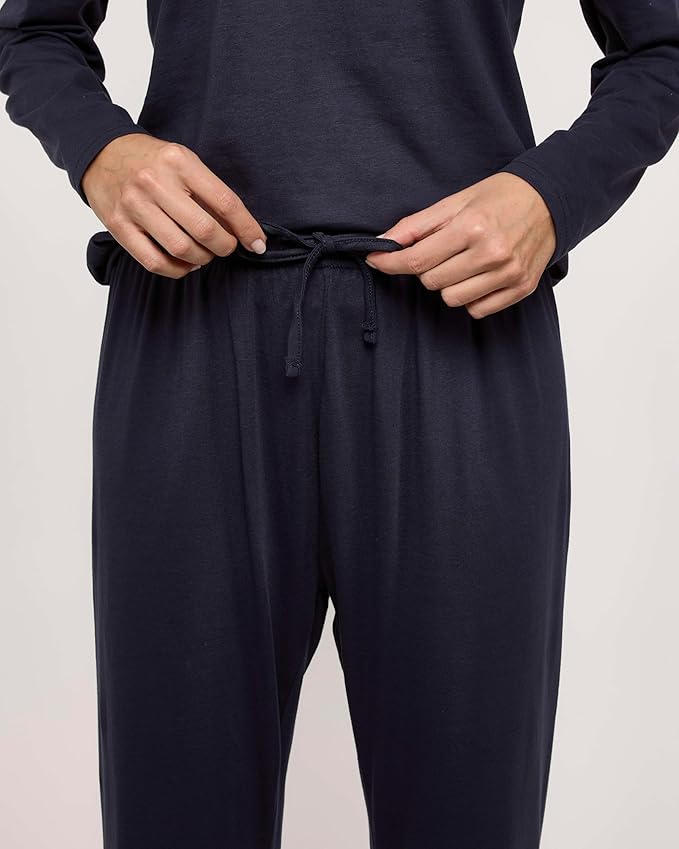 Real Essentials 2 Pack Women's Soft Cotton Long Sleeve Pajama Set with Pants - Lounge Sets for Women (Available In Plus)